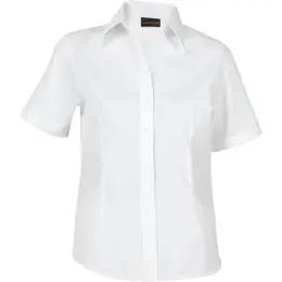 White Brushed Cotton Twill Blouse Short Sleeve Ladies